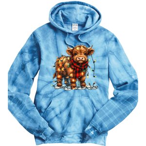 Highland Cow Christmas Xmas Santa Baby Wooly Farm Animal Tie Dye Hoodie