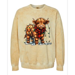 Highland Cow Christmas Xmas Santa Baby Wooly Farm Animal Colorblast Crewneck Sweatshirt