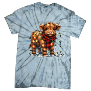 Highland Cow Christmas Xmas Santa Baby Wooly Farm Animal Tie-Dye T-Shirt