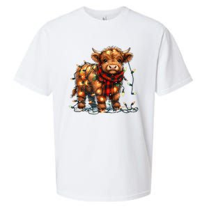 Highland Cow Christmas Xmas Santa Baby Wooly Farm Animal Sueded Cloud Jersey T-Shirt