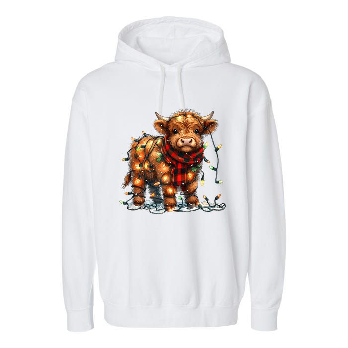 Highland Cow Christmas Xmas Santa Baby Wooly Farm Animal Garment-Dyed Fleece Hoodie