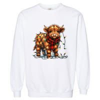 Highland Cow Christmas Xmas Santa Baby Wooly Farm Animal Garment-Dyed Sweatshirt