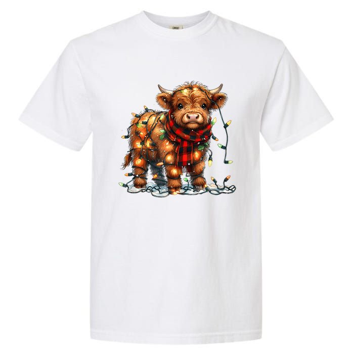 Highland Cow Christmas Xmas Santa Baby Wooly Farm Animal Garment-Dyed Heavyweight T-Shirt