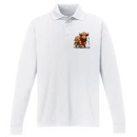 Highland Cow Christmas Xmas Santa Baby Wooly Farm Animal Performance Long Sleeve Polo