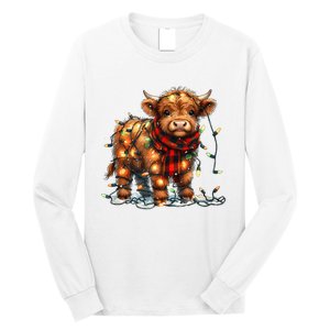 Highland Cow Christmas Xmas Santa Baby Wooly Farm Animal Long Sleeve Shirt