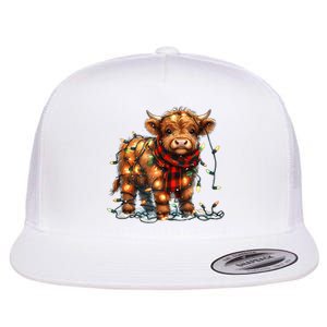 Highland Cow Christmas Xmas Santa Baby Wooly Farm Animal Flat Bill Trucker Hat