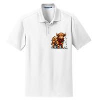 Highland Cow Christmas Xmas Santa Baby Wooly Farm Animal Dry Zone Grid Polo