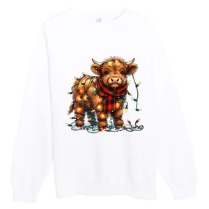 Highland Cow Christmas Xmas Santa Baby Wooly Farm Animal Premium Crewneck Sweatshirt