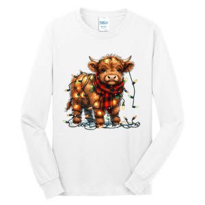 Highland Cow Christmas Xmas Santa Baby Wooly Farm Animal Tall Long Sleeve T-Shirt