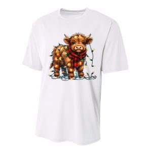 Highland Cow Christmas Xmas Santa Baby Wooly Farm Animal Performance Sprint T-Shirt