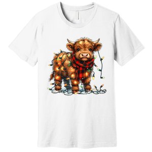 Highland Cow Christmas Xmas Santa Baby Wooly Farm Animal Premium T-Shirt