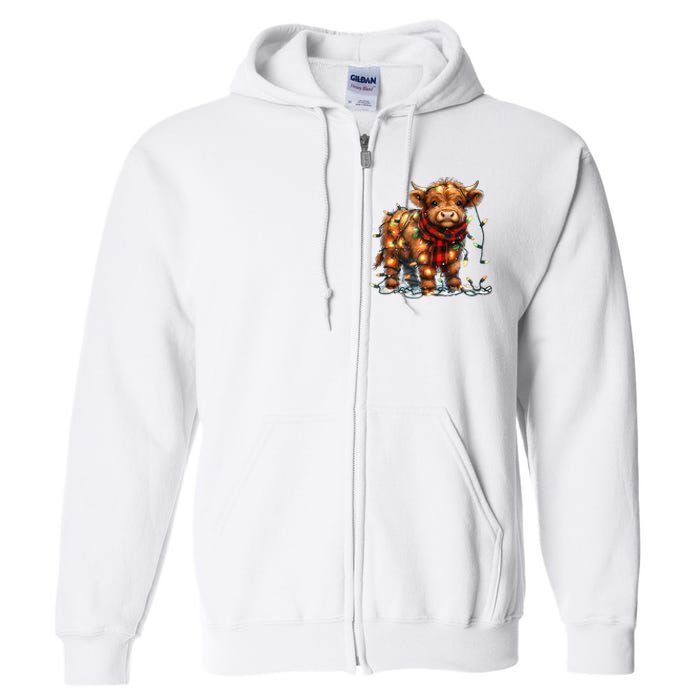 Highland Cow Christmas Xmas Santa Baby Wooly Farm Animal Full Zip Hoodie