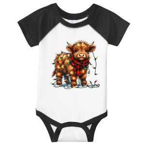 Highland Cow Christmas Xmas Santa Baby Wooly Farm Animal Infant Baby Jersey Bodysuit