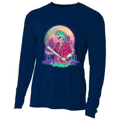 Halloween Cyberpunk City Skeleton Cooling Performance Long Sleeve Crew