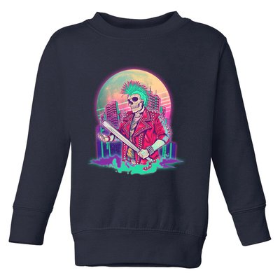 Halloween Cyberpunk City Skeleton Toddler Sweatshirt