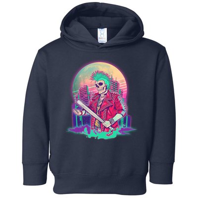 Halloween Cyberpunk City Skeleton Toddler Hoodie