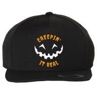 Halloween Costume Creepin’ it Real Pumpkin Funny Graphic Wool Snapback Cap