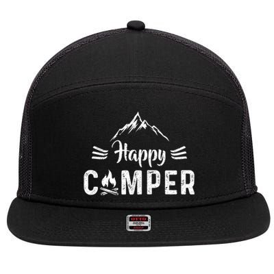 Happy Camper Cool Gift For Camping Lovers Cool Gift 7 Panel Mesh Trucker Snapback Hat