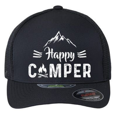 Happy Camper Cool Gift For Camping Lovers Cool Gift Flexfit Unipanel Trucker Cap