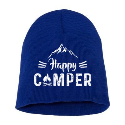 Happy Camper Cool Gift For Camping Lovers Cool Gift Short Acrylic Beanie