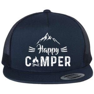 Happy Camper Cool Gift For Camping Lovers Cool Gift Flat Bill Trucker Hat