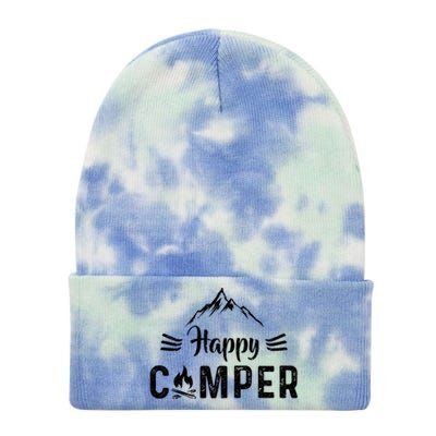 Happy Camper Cool Gift For Camping Lovers Cool Gift Tie Dye 12in Knit Beanie