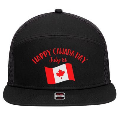 Happy Canada Day Funny Canadian Flag Maple Patriotic 7 Panel Mesh Trucker Snapback Hat