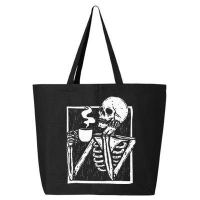 Halloween Coffee Drinking Skeleton Skull 25L Jumbo Tote