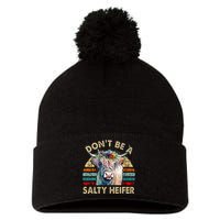 Highland Cow Dont Be Salty Heifer Pom Pom 12in Knit Beanie