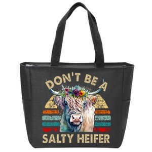 Highland Cow Dont Be Salty Heifer Zip Tote Bag