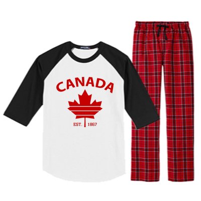 Happy Canada Day Funny Maple Leaf Canadian Flag Gift Raglan Sleeve Pajama Set