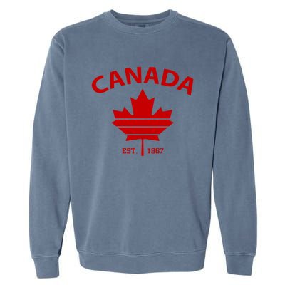 Happy Canada Day Funny Maple Leaf Canadian Flag Gift Garment-Dyed Sweatshirt