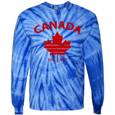 Happy Canada Day Funny Maple Leaf Canadian Flag Gift Tie-Dye Long Sleeve Shirt