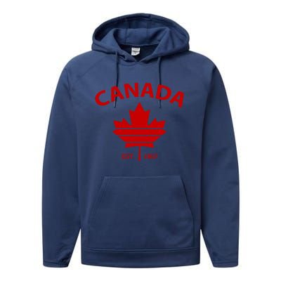 Happy Canada Day Funny Maple Leaf Canadian Flag Gift Performance Fleece Hoodie