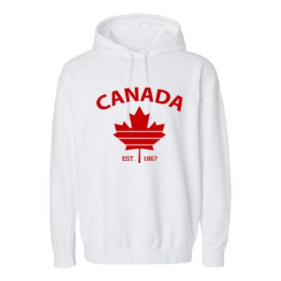 Happy Canada Day Funny Maple Leaf Canadian Flag Gift Garment-Dyed Fleece Hoodie