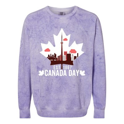 Happy Canada Day Vintage Canadian Flag Maple Patriotic Colorblast Crewneck Sweatshirt