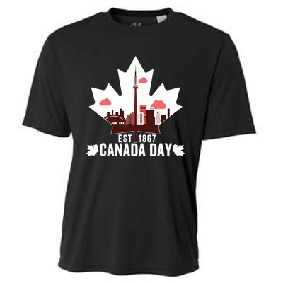 Happy Canada Day Vintage Canadian Flag Maple Patriotic Cooling Performance Crew T-Shirt