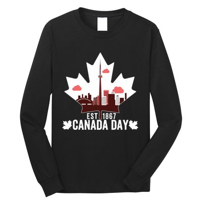 Happy Canada Day Vintage Canadian Flag Maple Patriotic Long Sleeve Shirt