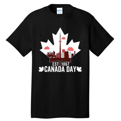 Happy Canada Day Vintage Canadian Flag Maple Patriotic Tall T-Shirt