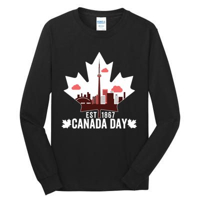 Happy Canada Day Vintage Canadian Flag Maple Patriotic Tall Long Sleeve T-Shirt