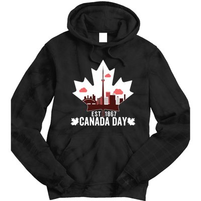 Happy Canada Day Vintage Canadian Flag Maple Patriotic Tie Dye Hoodie