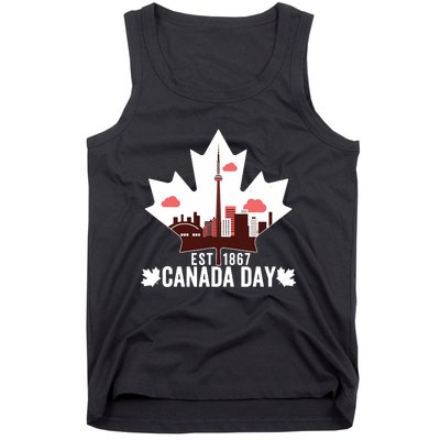 Happy Canada Day Vintage Canadian Flag Maple Patriotic Tank Top