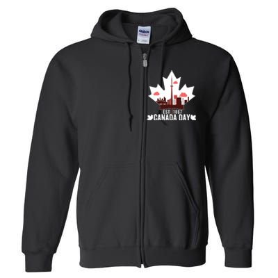 Happy Canada Day Vintage Canadian Flag Maple Patriotic Full Zip Hoodie