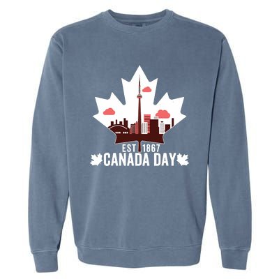 Happy Canada Day Vintage Canadian Flag Maple Patriotic Garment-Dyed Sweatshirt