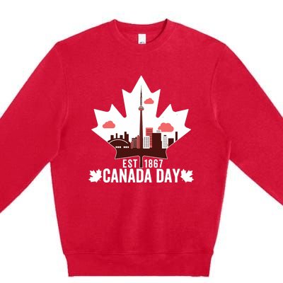 Happy Canada Day Vintage Canadian Flag Maple Patriotic Premium Crewneck Sweatshirt