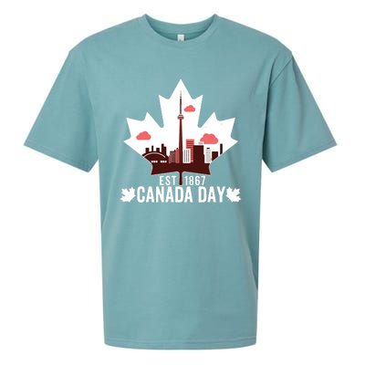 Happy Canada Day Vintage Canadian Flag Maple Patriotic Sueded Cloud Jersey T-Shirt