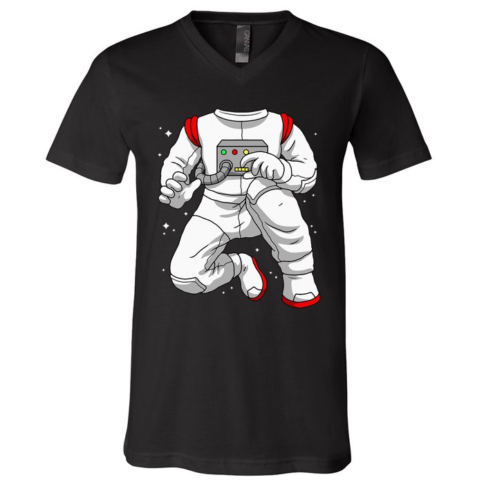 Halloween Costume DIY Lazy Astronaut Space Cadet Halloween V-Neck T-Shirt