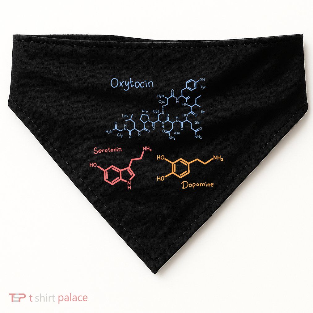 Happiness Chemicals Dopamine Oxytocin Serotonin USA-Made Doggie Bandana
