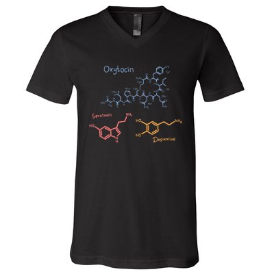 Happiness Chemicals Dopamine Oxytocin Serotonin V-Neck T-Shirt