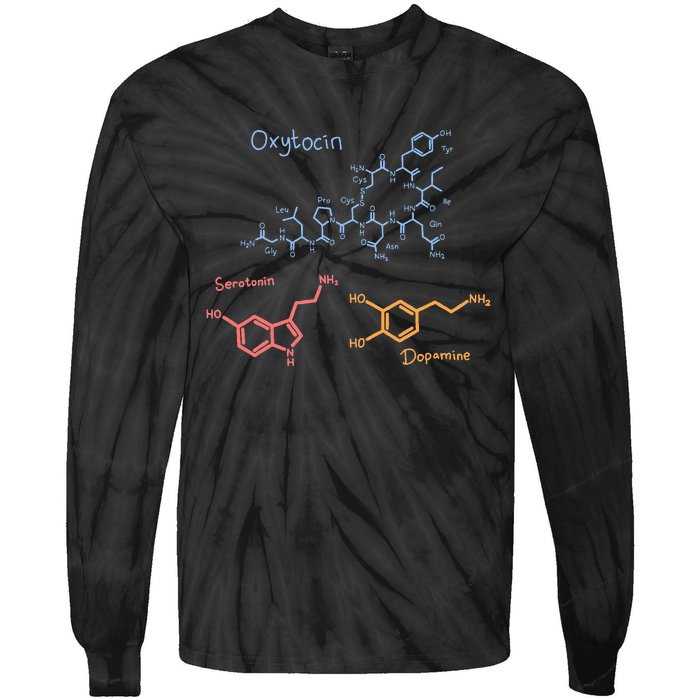 Happiness Chemicals Dopamine Oxytocin Serotonin Tie-Dye Long Sleeve Shirt